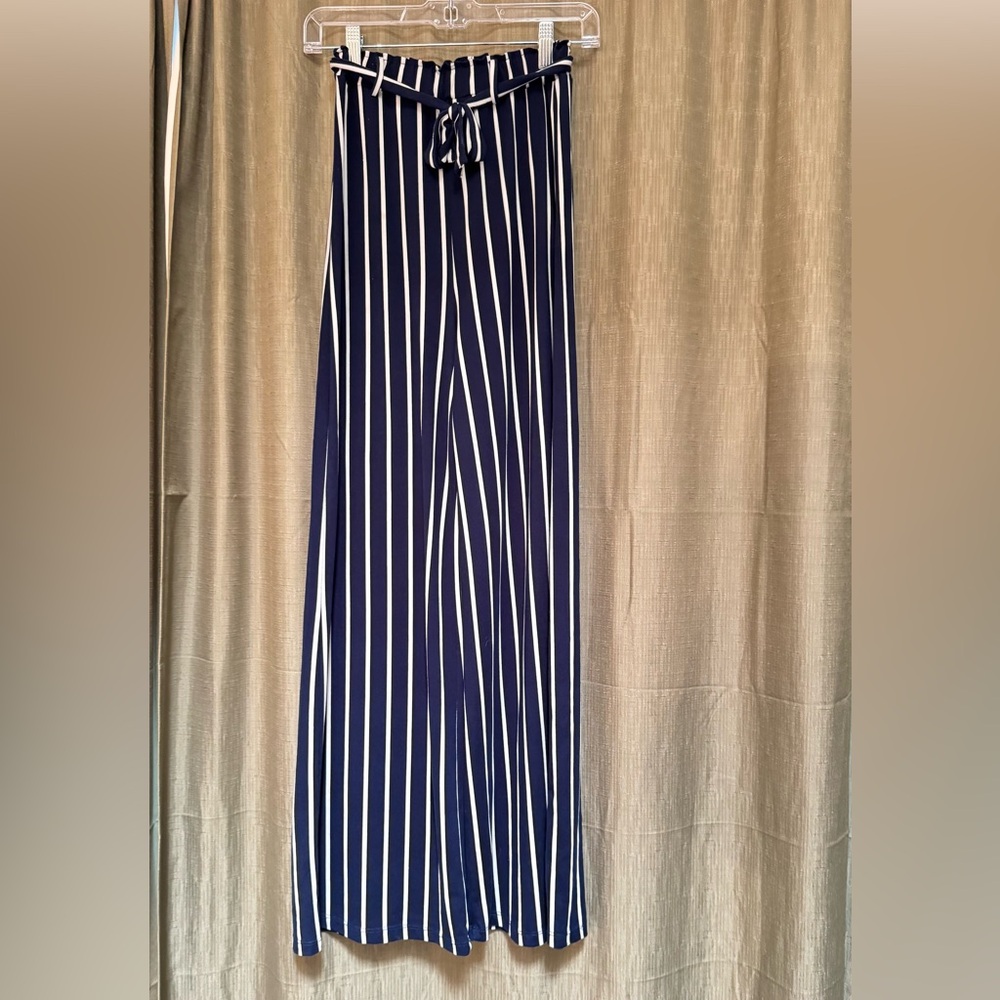 Women's Navy Striped Pants